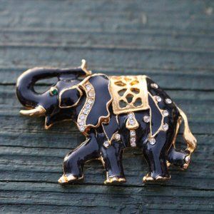 Black Elephant Elegant Brooch Pin Artisan